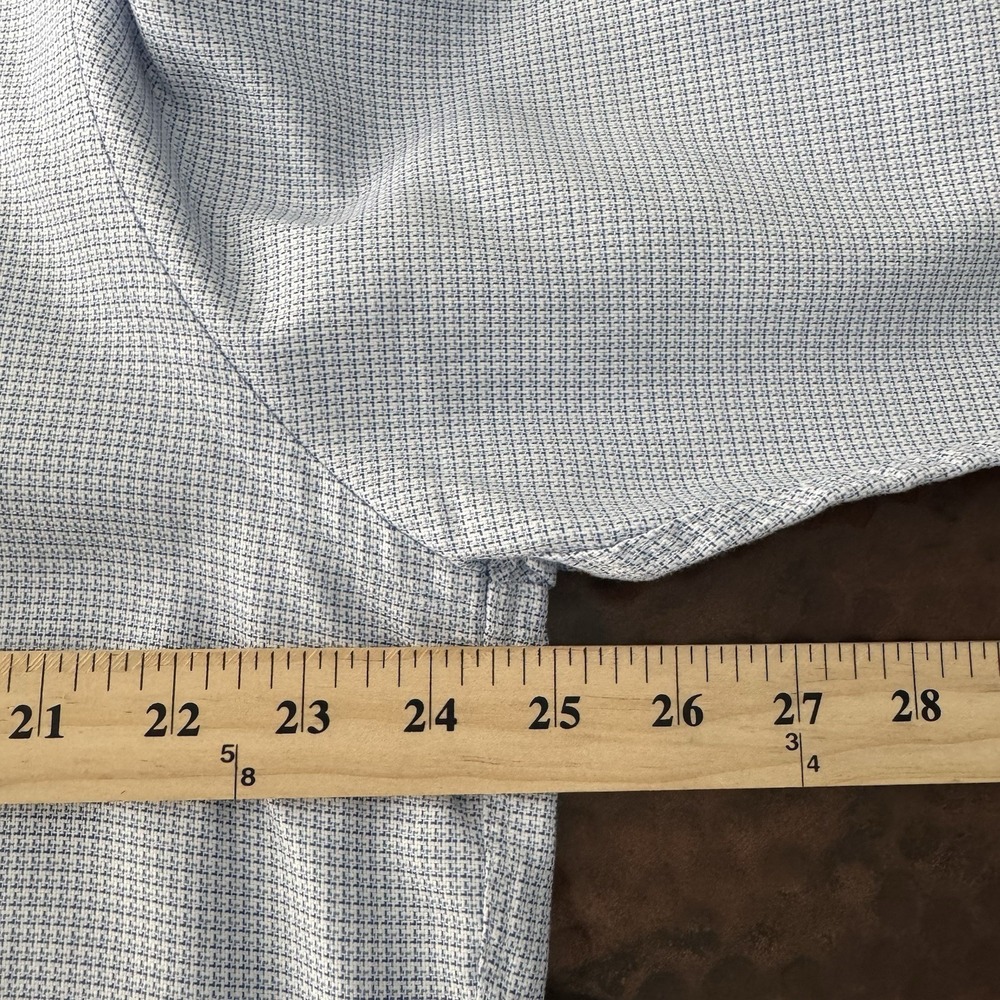 David Donahue Trim Dress Shirt Men XL 17 32/33 White Blue Micro Check Cotton - Picture 11 of 12